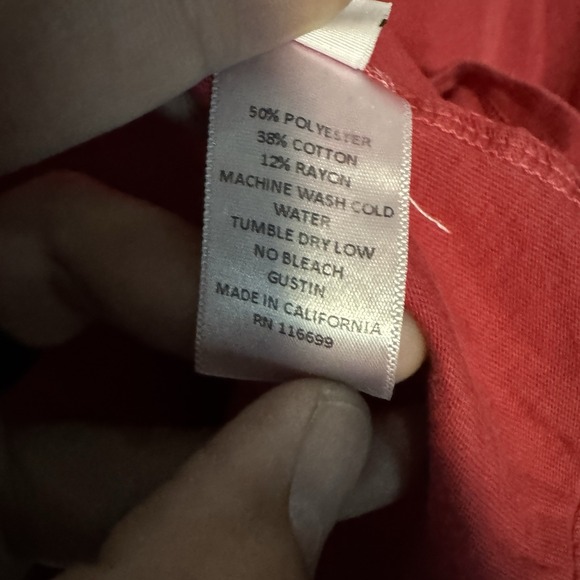 Gustin Shirt Mens Small Red Crewneck Short Sleeve Made in USA Tee Cotton Blend - Picture 4 of 7